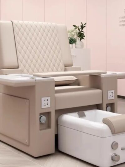 Pedicure chair set up in a salon